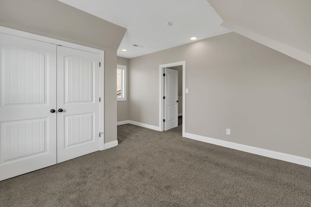 additional living space featuring carpet, visible vents, baseboards, and recessed lighting