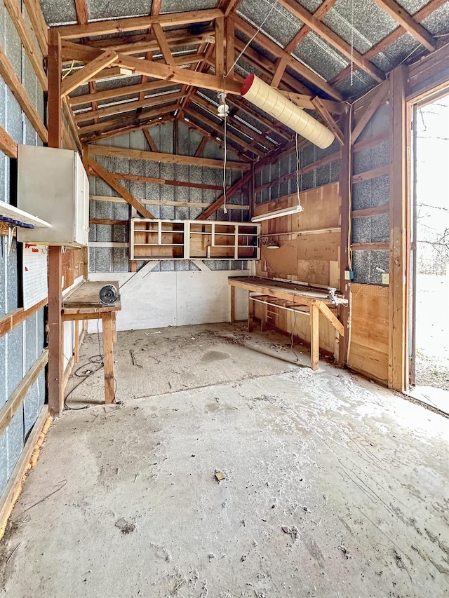 misc room featuring lofted ceiling