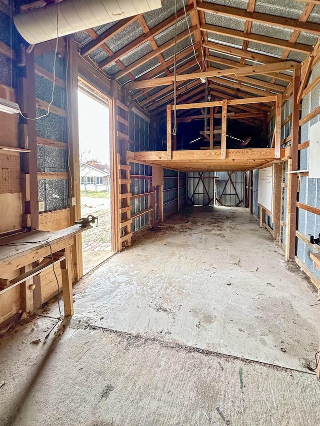 miscellaneous room featuring lofted ceiling