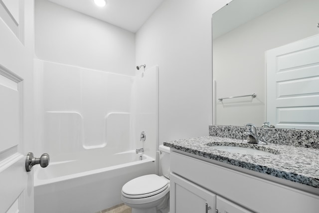 full bathroom with vanity, toilet, and tub / shower combination