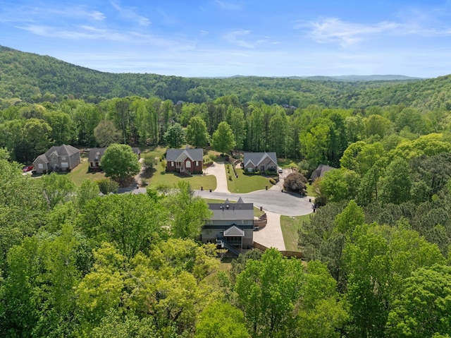 view of subject property featuring a forest