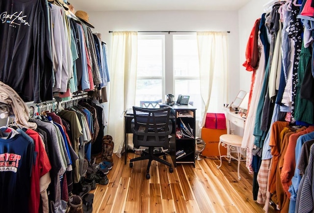 spacious closet with wood-type flooring