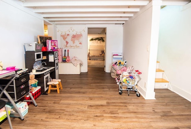 rec room featuring hardwood / wood-style floors