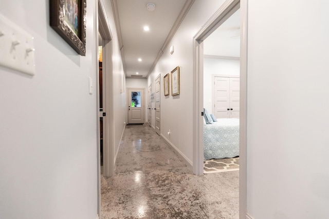 hallway with crown molding