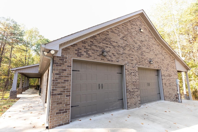 view of property exterior with a garage