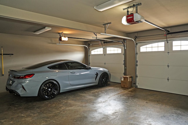 garage with a garage door opener