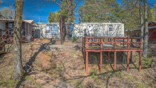 view of yard with a deck