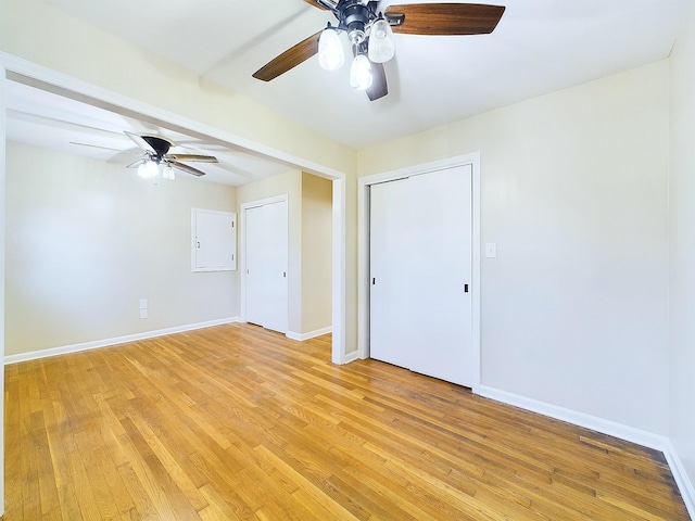 spare room with light wood-type flooring