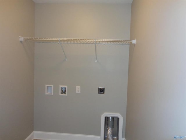  - laundry area featuring laundry area, electric dryer hookup, baseboards, and washer hookup
