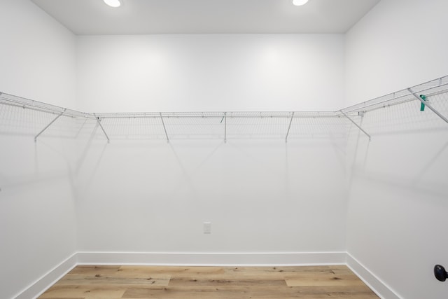 spacious closet featuring hardwood / wood-style flooring