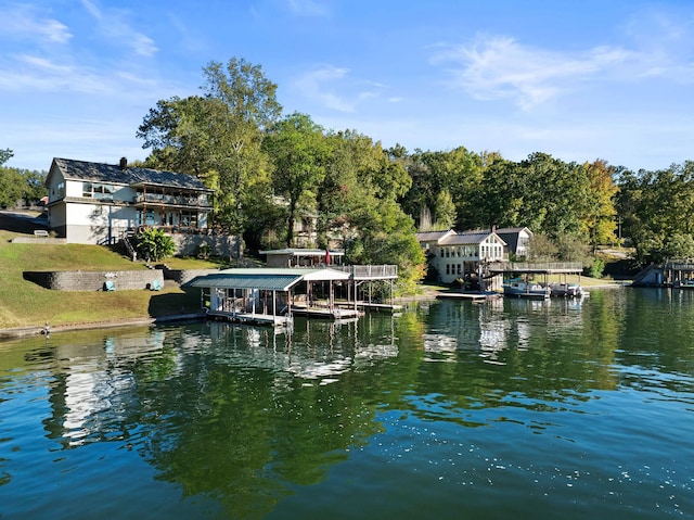 water view with a boat dock