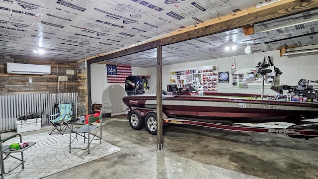 garage with a wall unit AC