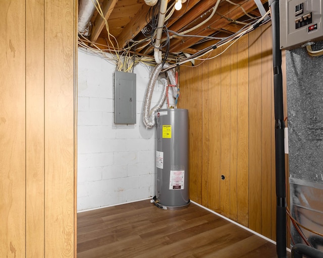 utilities featuring electric panel and water heater