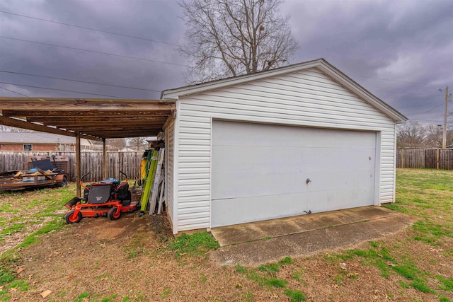 view of garage