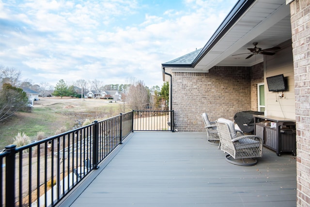 deck featuring ceiling fan