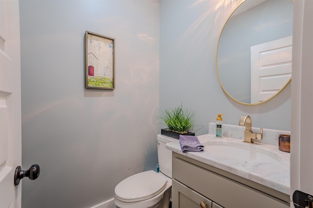 half bathroom with toilet and vanity