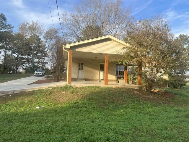 exterior space featuring a yard and a porch