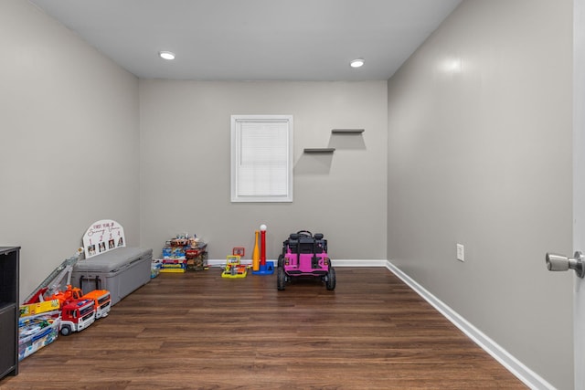  - game room with wood finished floors and recessed lighting