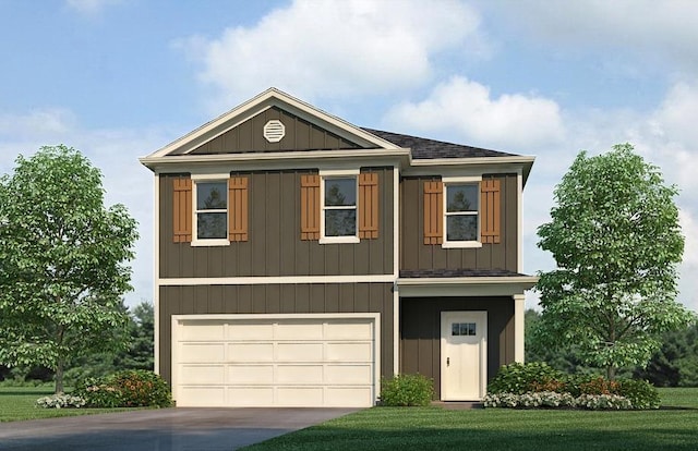 2302 Surry Dr, Cullman, AL - view of front facade featuring concrete driveway, an attached garage, board and batten siding, and a shingled roof