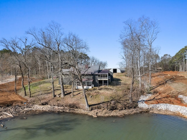 exterior space featuring a water view