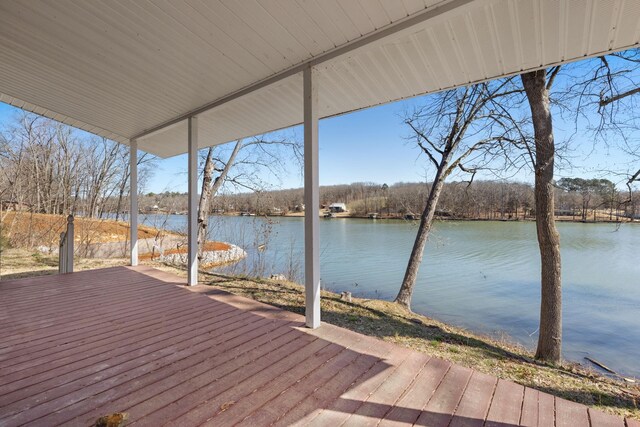 deck with a water view