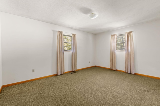 carpeted spare room featuring a textured ceiling