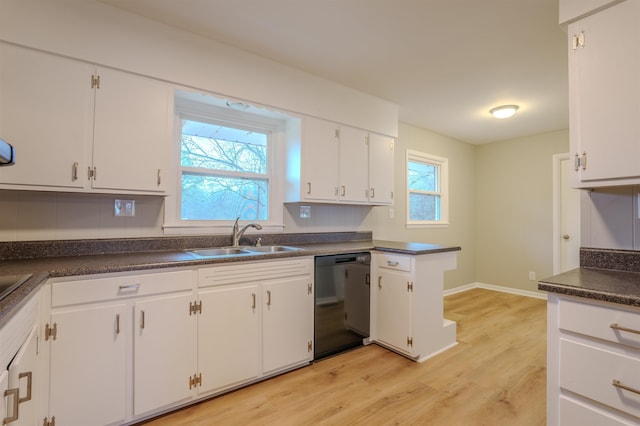 kitchen with white cabinetry, sink, a wealth of natural light, and dishwasher