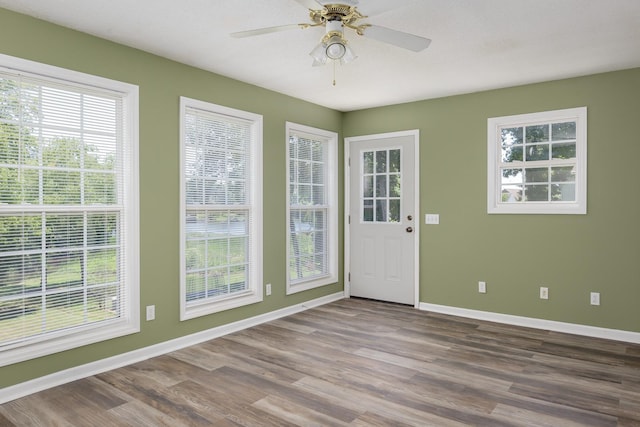 interior space with a wealth of natural light and ceiling fan