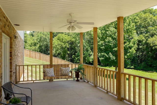 view of patio with a ceiling fan