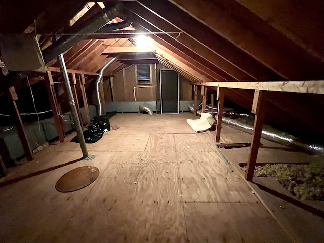 view of unfinished attic