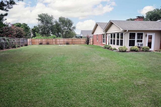 view of yard featuring a fenced backyard