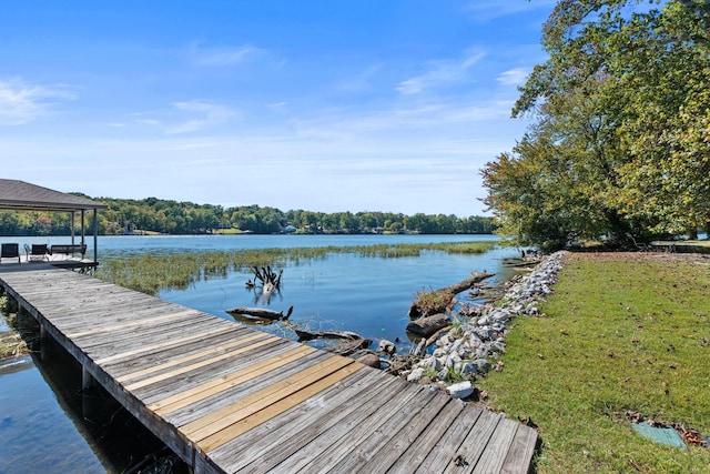 view of dock featuring a water view