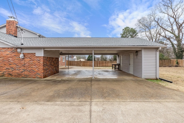 garage with a carport