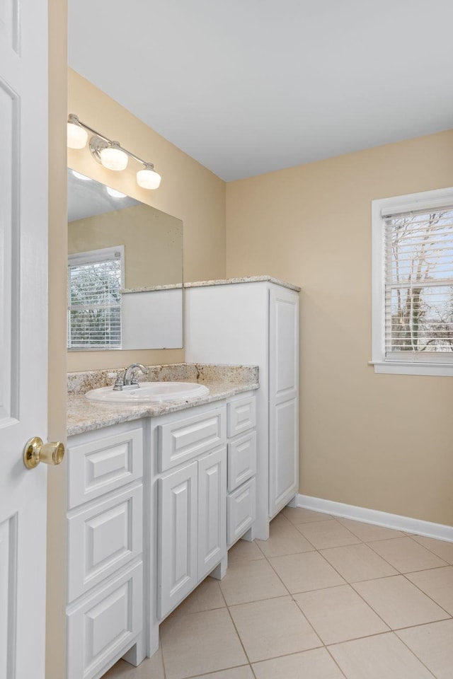 bathroom featuring vanity and tile patterned floors