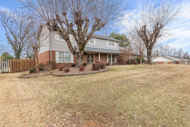 view of front property with a front lawn