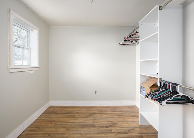 walk in closet featuring wood finished floors