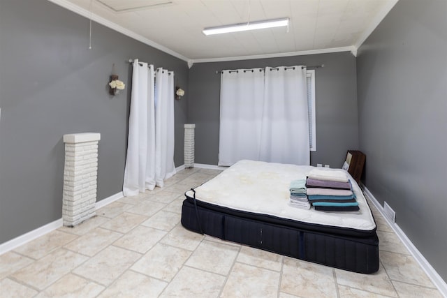 bedroom featuring crown molding