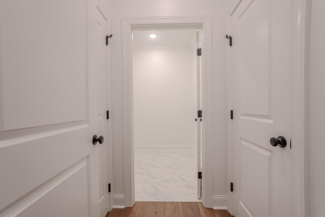 hall featuring light wood-type flooring