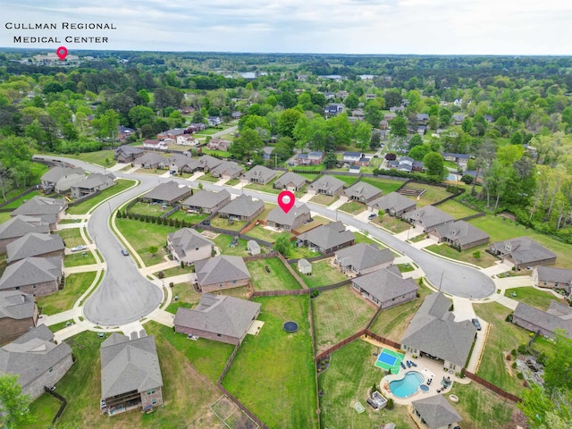 drone / aerial view with a residential view