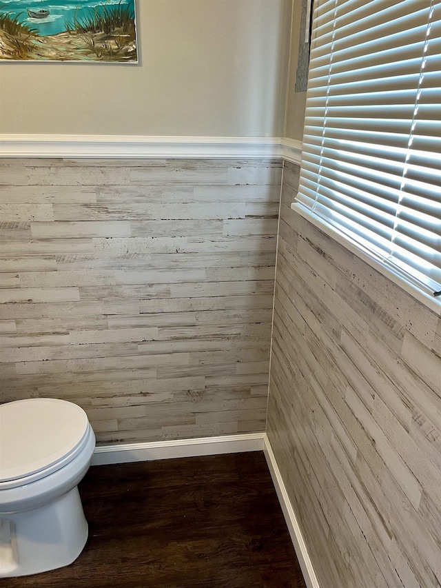 bathroom with toilet and wood-type flooring