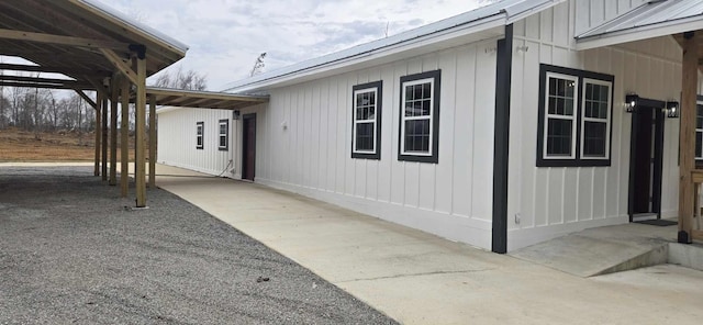 view of side of property featuring board and batten siding