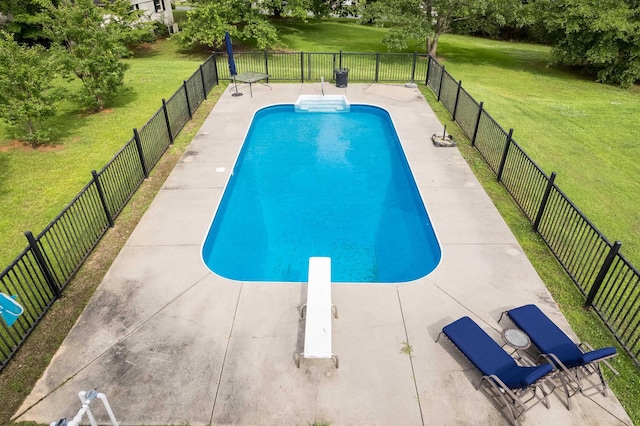 - view of pool featuring a diving board