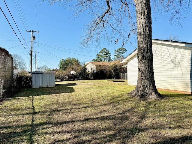 view of yard with a shed