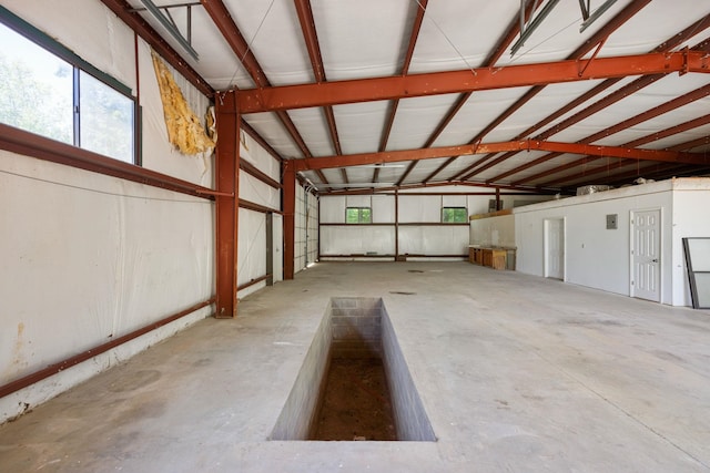 garage with metal wall