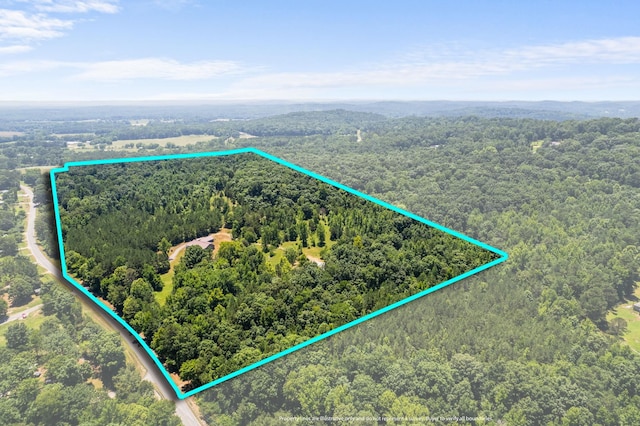 birds eye view of property with a forest view