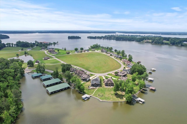  - aerial view of a nearby body of water