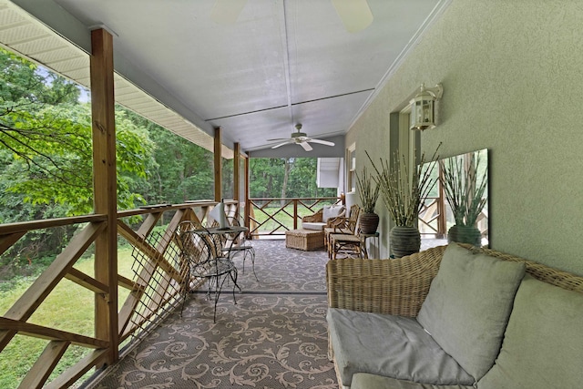  - wooden deck with ceiling fan