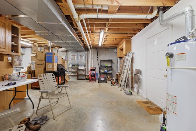 basement with gas water heater