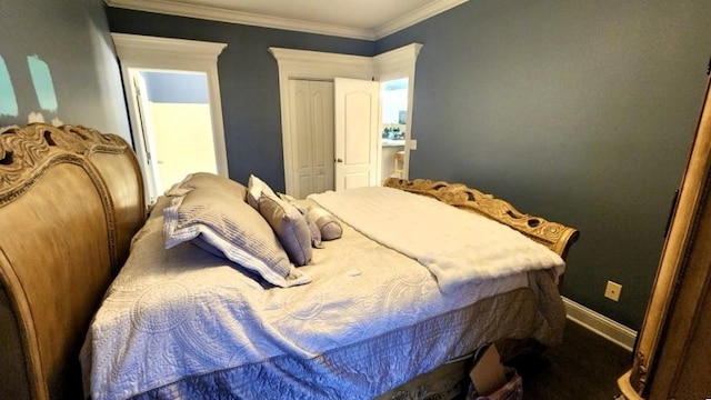 bedroom featuring crown molding