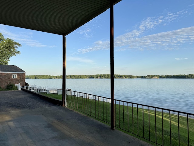 view of water feature featuring a dock